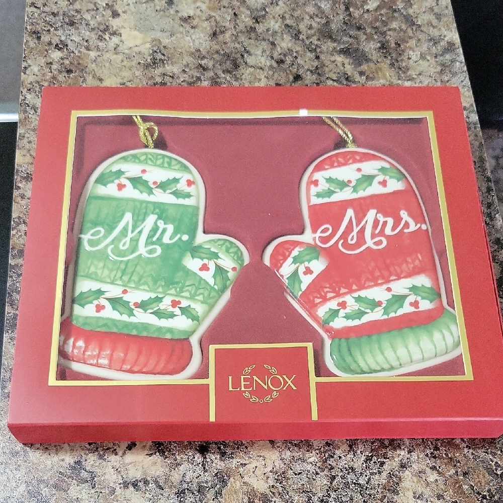 Lenox Green and Red Holiday Ornaments